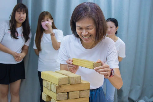 clients in a giant board games team building session