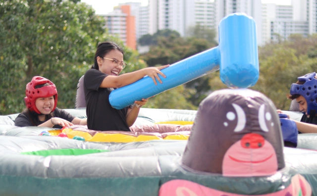Giant whack-a-mole outdoor team building Singapore