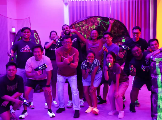 Indoor laser tag corporate team building event in Singapore