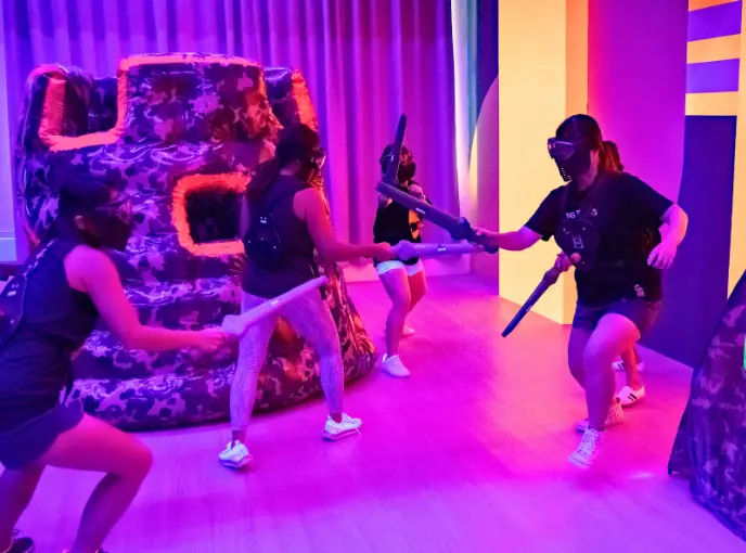 clients in a ninja tag team building sessions in singapore