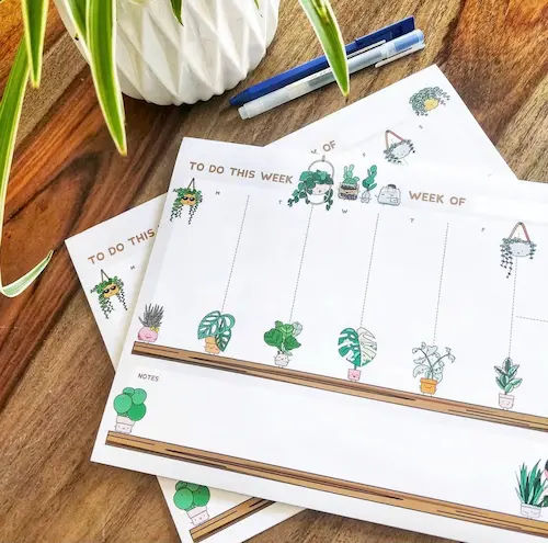 Plant Buddies Weekly Planner Pad - Plant Gifts Singapore (Credit: The Chlorofeel Shop)