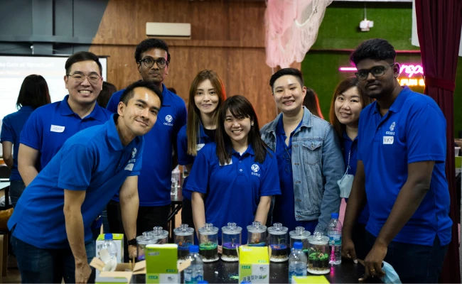 corporate clients in a terrarium workshop in singapore