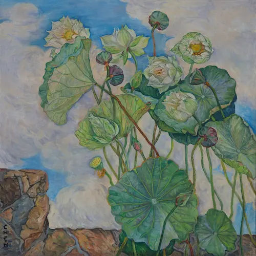 Lotus In A Breeze, Georgette Chen - Famous Paintings Singapore (Credit: Google Arts & Culture)