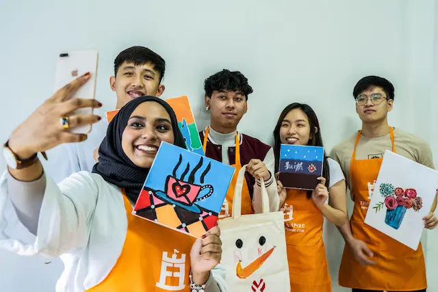 participants in an art jamming workshop by Art Jamming Singapore