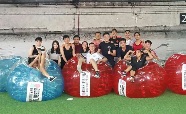 bubble soccer played at futsal arena venue in singapore