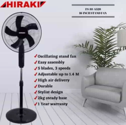  Hiraki Stand Fan FS40-A520 - Standing Fan Malaysia (Credit: Hiraki)  