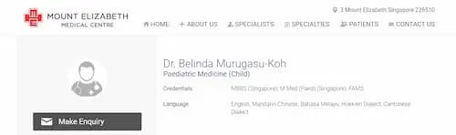 Dr. Belinda Murugasu-Koh - Pediatrician Singapore 