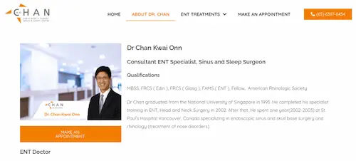 Dr. Chan Kwai Onn - Earwax Removal Singapore