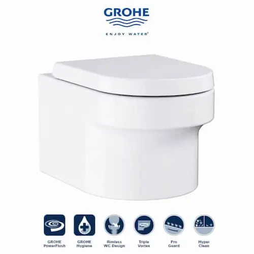 Eurocosmo Wall Hung Toilet - Toilet Bowl Singapore