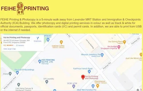 Fei He Printing and Photocopy - Printing Services Singapore