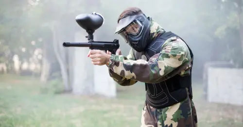 paintball session in progress