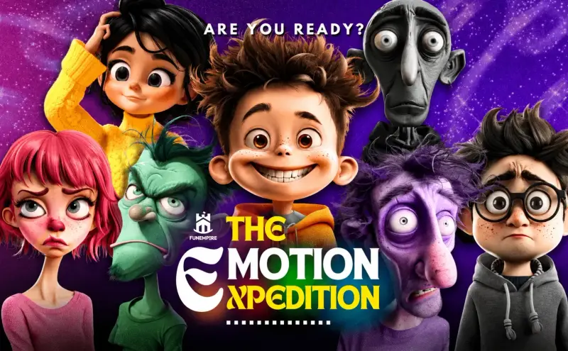The Emotion Expedition artwork: seven cartoon characters around the game title