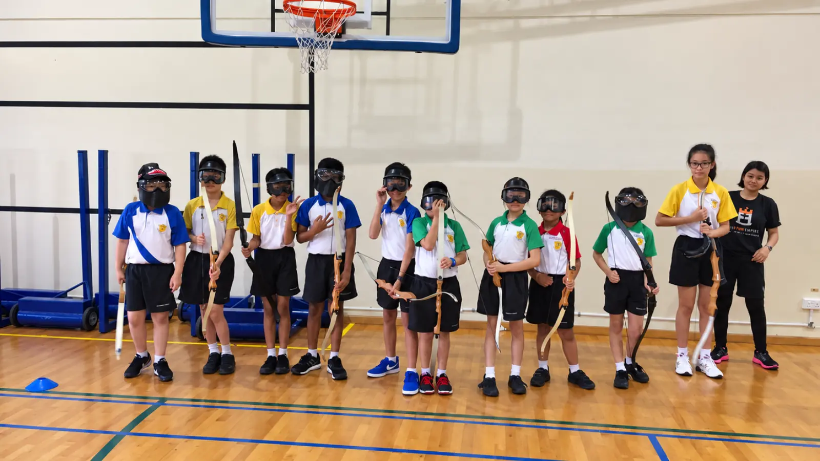 Bendemeer Primary students drawing bows during their Combat Archery Tag session