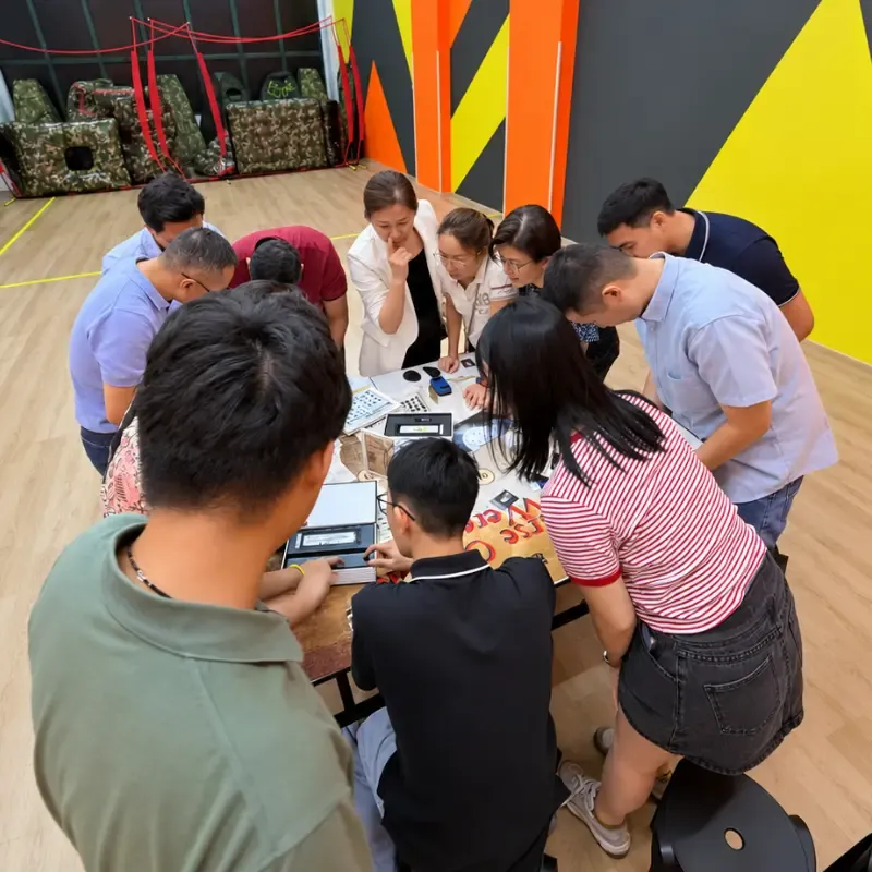 A team lines up for a briefing before their activity