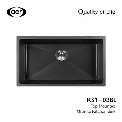 AER Granite Kitchen Sink KS 1-03 BL - Kitchen Sink Singapore (Credit: Shopee)