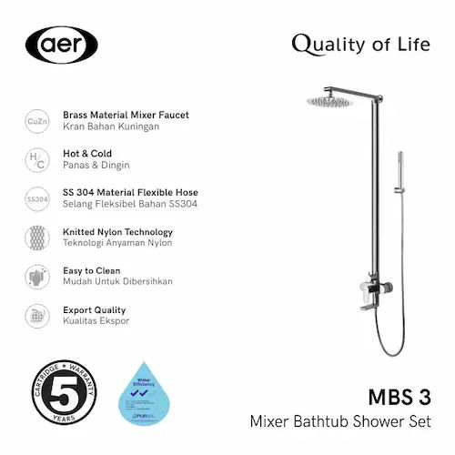 AER MBS-3 PUB Rain Shower - Rain Shower Set Singapore (Credit: Shopee)