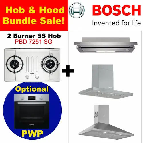 Bosch Bundle: Chimney Hood + Gas Hob - Cooker Hood Singapore (Credit: Hoekee)