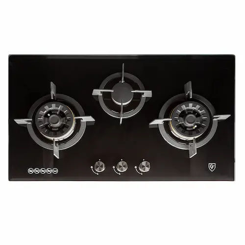 EF Dual Flame Control Glass Gas Hob EFH 9733 WT VGB - Cooker Hob Singapore (Credit: EF)