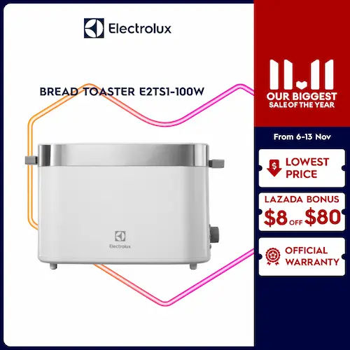 Electrolux E2TS1-100W Bread Toaster - Toaster Singapore (Credit: 
Lazada)