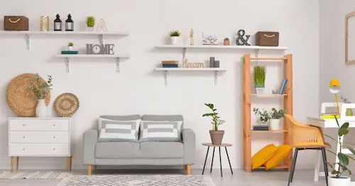 Floating Shelves For Kick Knacks - Living Room Design Singapore