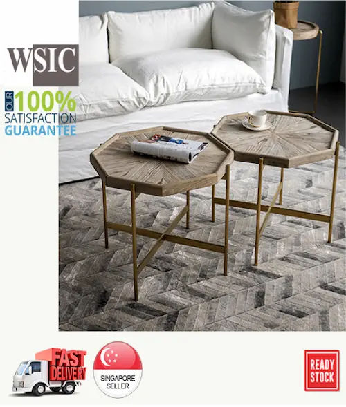 Hexagon Solid White Oak Scandinavian Style Coffee Table - Coffee Table Singapore (Credit: Lazada)