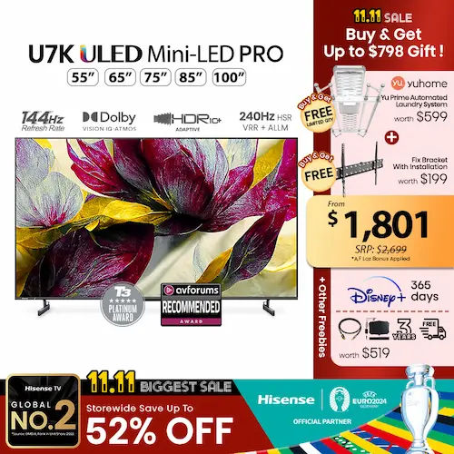 Hisense U6H 55″ QLED+ ULED Smart TV - Smart TV Singapore (Credit: Lazada)