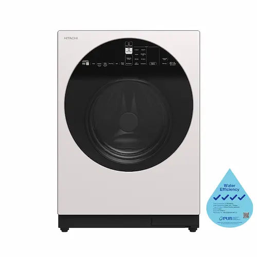 Hitachi Front Loading Wind Iron 10 kg / 7 kg Washer Dryer - Washing Machine Singapore (Credit: Hitachi)