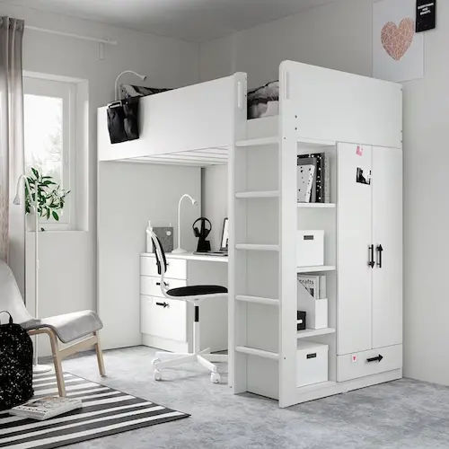 IKEA: high loft bed, loft bed with study table - Bunk Beds Singapore (Credit: IKEA)