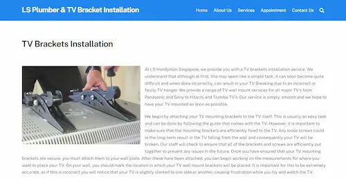 LS Plumber & TV Bracket Installation - TV Bracket Installation Singapore (Credit: LS Plumber & TV Bracket Installation)