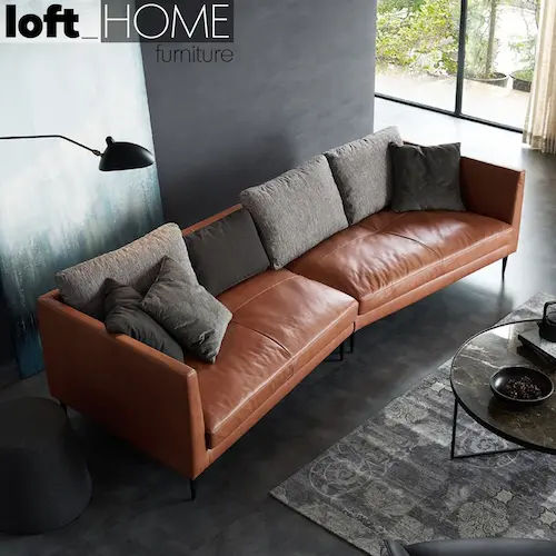 Loft Home Full Genuine Leather Sofa - Leather Sofa Singapore (Credit: Shopee)