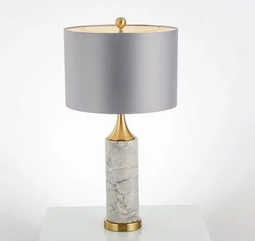 Mabbina Mid-Century Modern Marble Pillar Table Lamp - Bedside Lamp Singapore (Credit: Light Atelier)