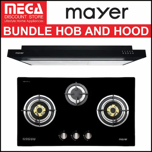 Mayer BUNDLE: Burner Glass Hob + Slimline Hood - Hob and Hood Singapore (Credit: Shopee)