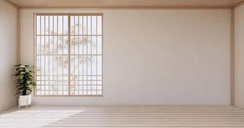 Meditating room with neutral walls - Japanese Interior Design Singapore