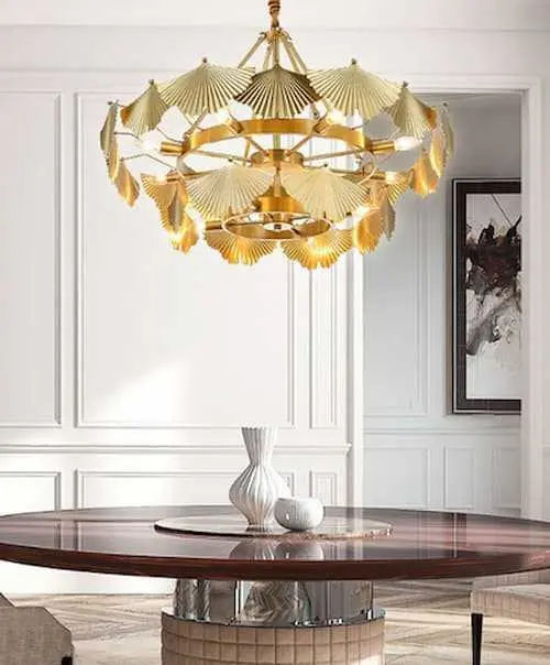 Modern LED Chandelier Light Copper Gingko Leaves Shade - Chandelier Singapore (Credit: Horizon Lights)