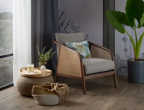 Nash Rattan Fabric Armchair - Armchair Singapore (Credit: Cellini)