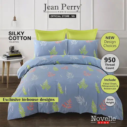 Novelle 950TC Silky Cotton Bedsheet Set - Cotton Bedsheet Singapore (Credit: Shopee)