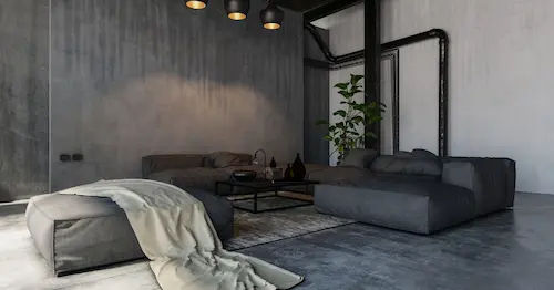 Polished Concrete Flooring - Rustic Industrial Interior Design Singapore