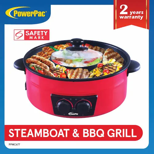 PowerPac Multicooker 2-in-1 Steamboat/BBQ Grill  - Multi Cooker Singapore (Credit: PowerPac)