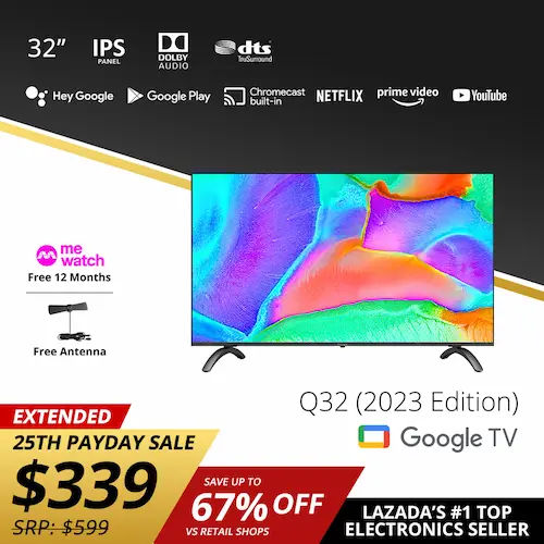 Prism+ Q32 Google TV 32-Inch - Smart TV Singapore (Credit: Lazada)