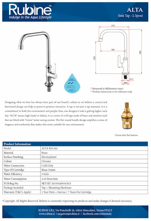 RUBINE Hot Cold Kitchen Mixer Tap - Kitchen Taps Singapore (Credit: Lazada)