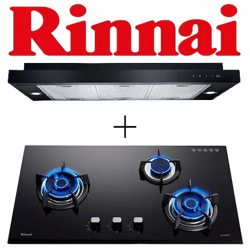 Rinnai Slim Hood & 3-burner Glass Hob - Hob and Hood Singapore (Credit: Shopee)