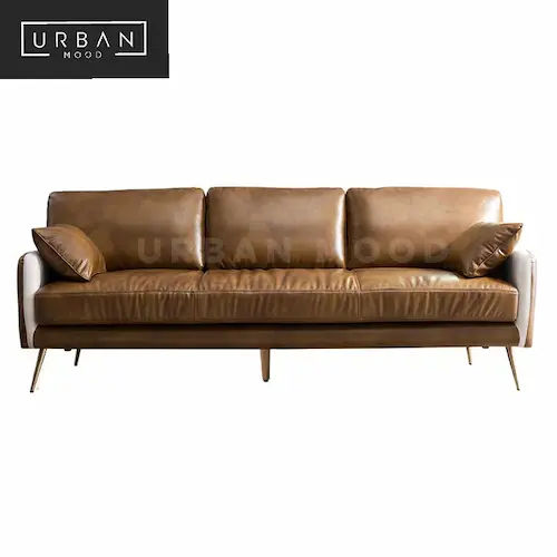 SABLE Vintage Faux Leather Sofa - Leather Sofa Singapore (Credit: Lazada)