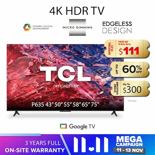 TCL P635 Google TV - Smart TV Singapore (Credit: Lazada)