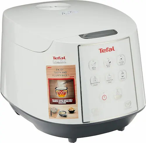 Tefal RK7321 Easy Rice Cooker Fuzzy Logic with Spherical Pot, 1.8L White - Rice Cookers Singapore (Credit: Amazon)