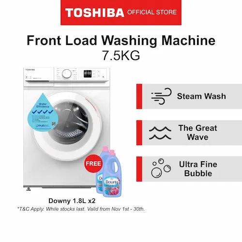 Toshiba Front Load 7.5 kg Washing Machine with WiFi - Washing Machine Singapore (Credit: Lazada)