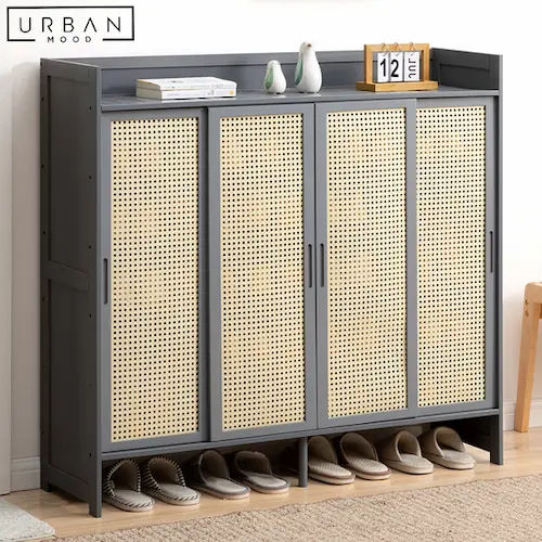 UrbanMood Ralph Vintage Rattan Shoe Cabinet - Shoe Cabinet Singapore (Credit: UrbanMood Ralph Vintage Rattan Shoe Cabinet)