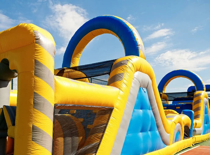 Inflatable obstacle course for large group company team building Singapore