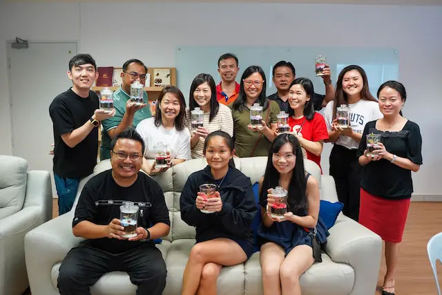 Team Building Singapore clients after a terrarium workshop in Singapore
