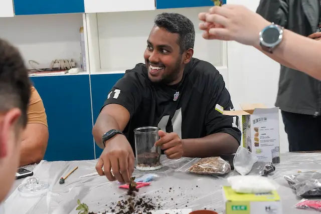 participant in a terrarium workshop in singapore