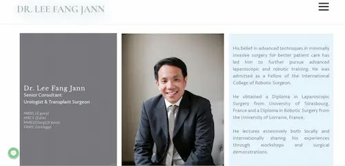 Dr. Lee Fang Jann - Best Urologist Singapore